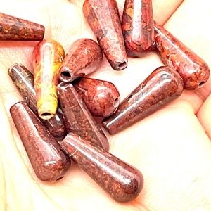 Lot of 17 Red Jasper Teardrop Beads